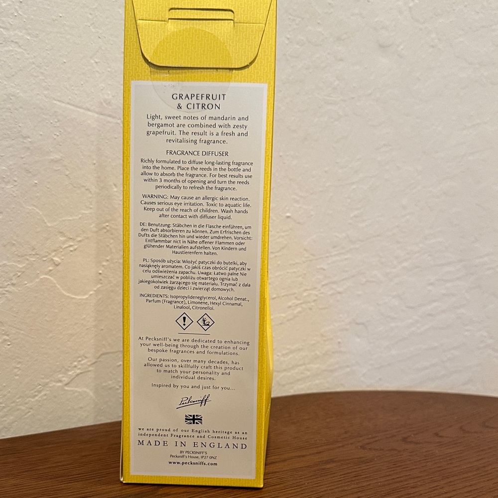 Grapefruit & Citron Fragrance Diffuser - Yellow - Picture 3 of 4